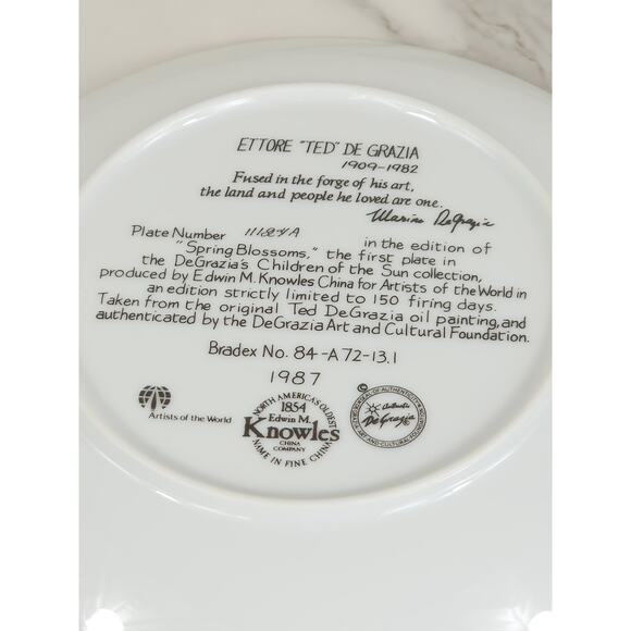 Spring Blossoms Children Of The Sun Year 1987 Fine China 8 1/2" Plate Wall Decor - Picture 12 of 13